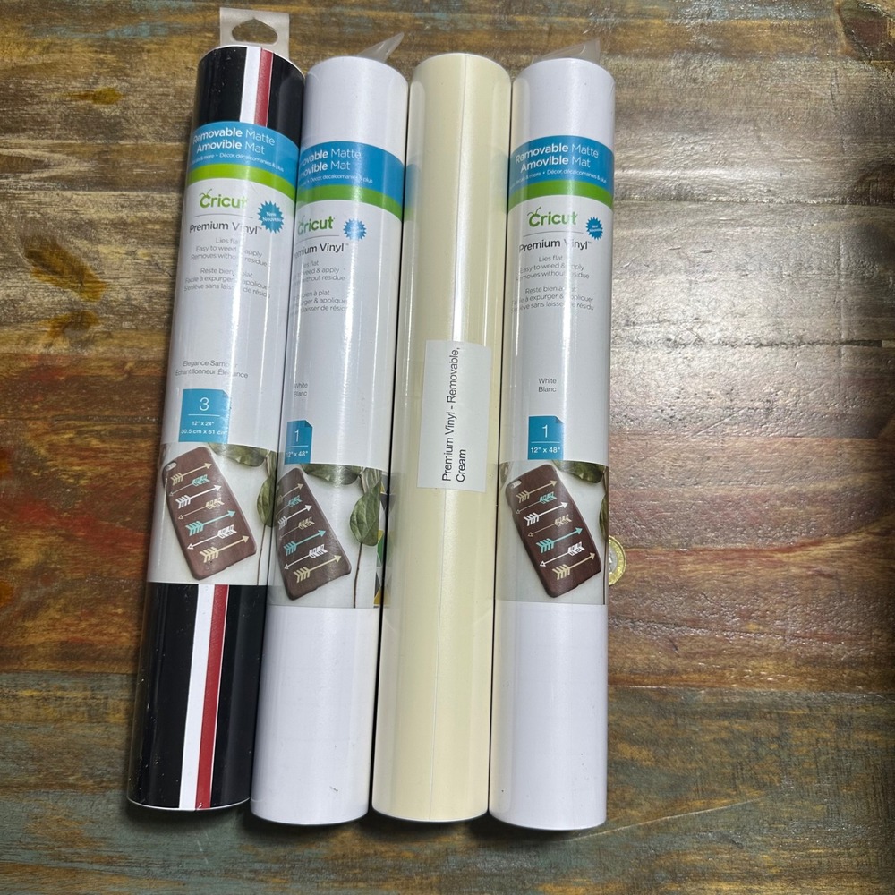 Cricut Premium Vinyl Removable Matte 4‎ Roll Bundle White Cream Elegance Sampler